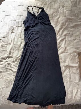 Sleeveless Black Maxi Dress with V-Neck